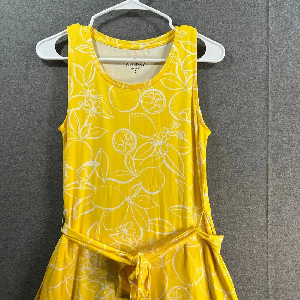 Cuddl Duds Flexwear Scoop-Neck Tiered Maxi Dress Yellow Citrus Size Small - Picture 4 of 9